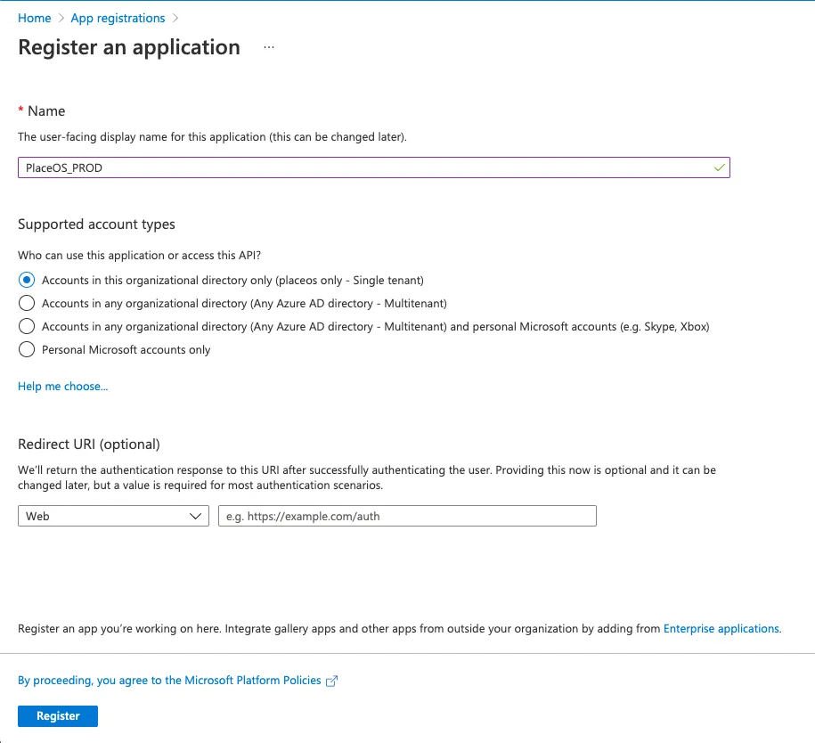 New App Registration